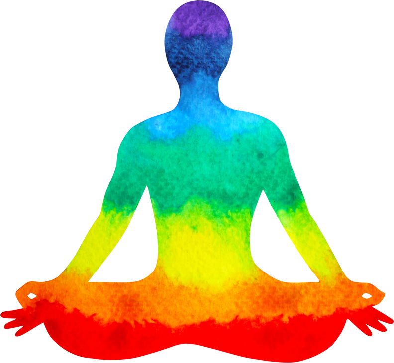 rainbow human meditate yoga watercolor painting